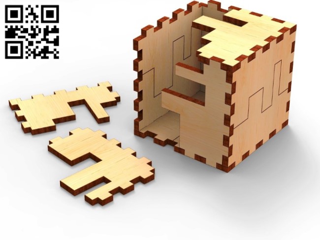 Cube 3D puzzle E0010548 file cdr and dxf free vector download for Laser cut