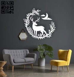 Deer and flower E0010520 file cdr and dxf free vector download for Laser cut