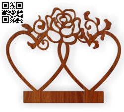 Double heart statue E0010560 file cdr and dxf free vector download for Laser cut