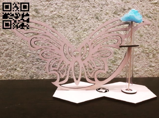 Flower Holder with butterfly E0010543 file cdr and dxf free vector download for Laser cut