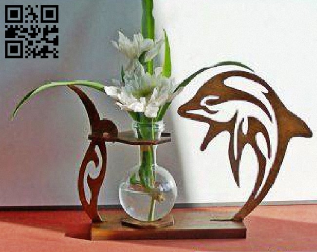 Flower Holder with dolphin E0010545 file cdr and dxf free vector download for Laser cut
