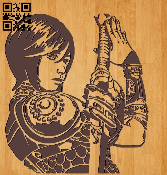 Girl with a sword file cdr and dxf free vector download for Laser cut