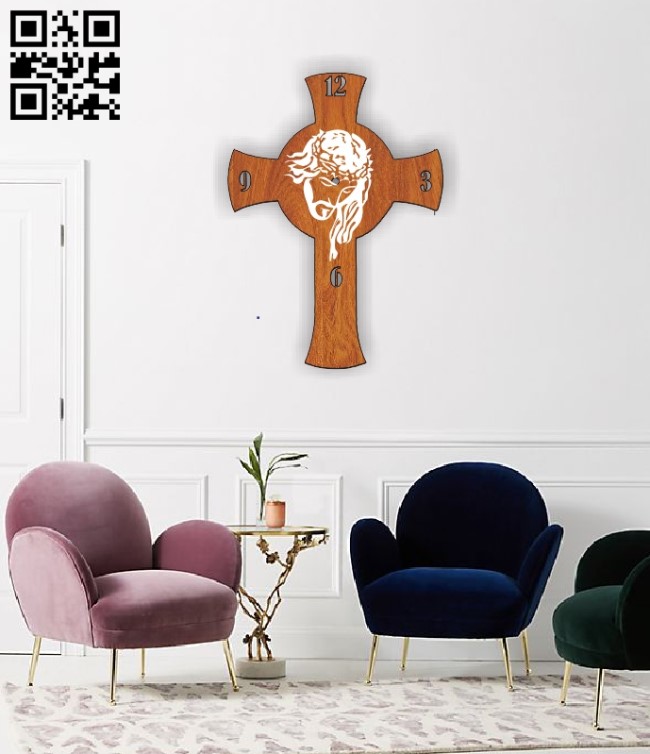 Jesus wall clock E0010474 file cdr and dxf free vector download for Laser cut