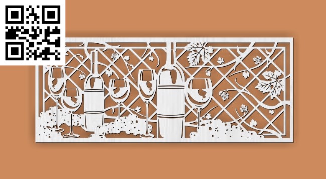 Pano with wine file cdr and dxf free vector download for Laser cut