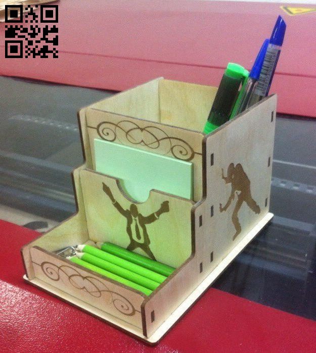 Pen holder E0010488 file cdr and dxf free vector download for Laser cut