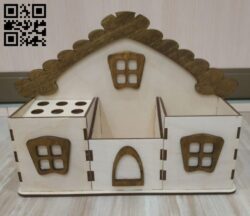 Pencil holder house  E0010487 file cdr and dxf free vector download for Laser cut
