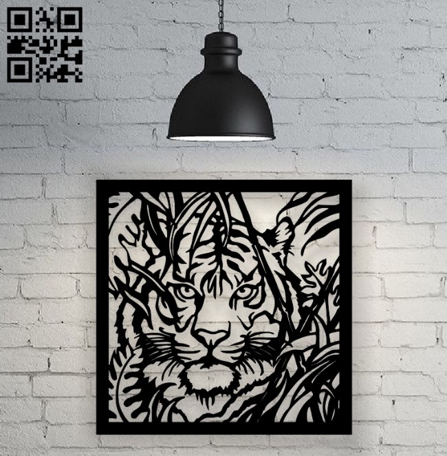 Tiger on the hunt E0010495 file cdr and dxf free vector download for Laser cut