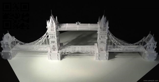 Tower Bridge paper cut E0010529 file cdr and dxf free vector download for Laser cut