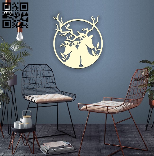 Two deer E0010504 file cdr and dxf free vector download for Laser cut