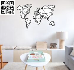 World map with faces file cdr and dxf free vector download for Laser cut