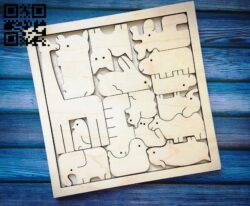Animal puzzle E0010722 file cdr and dxf free vector download for laser cut