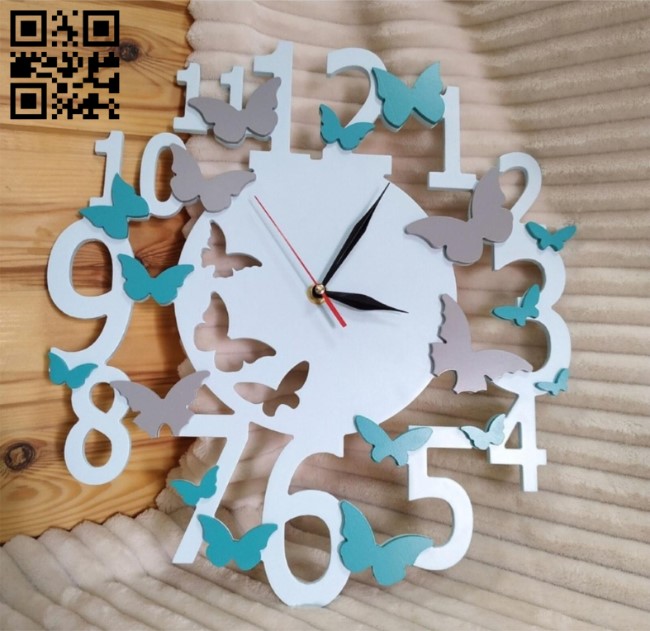 Butterfly wall clock E0010739 file cdr and dxf free vector download for Laser cut