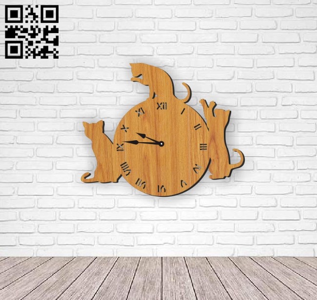 Cat wall clock E0010678 file cdr and dxf free vector download for Laser cut