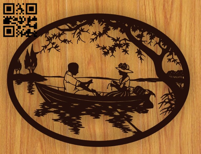 Couple on boat E0010768 file cdr and dxf free vector download for laser engraving machines