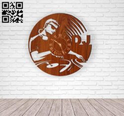 DJ wall clock E0010756 file cdr and dxf free vector download for Laser cut