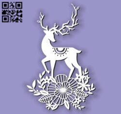 Deer with flowers E0010603 file cdr and dxf free vector download for Laser cut