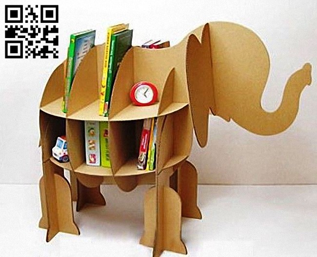 Elephant bookshelf E0010743 file cdr and dxf free vector download for Laser cut