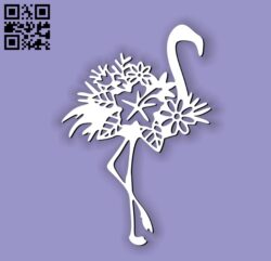 Flamingo with flower E0010615 file cdr and dxf free vector download for laser cut