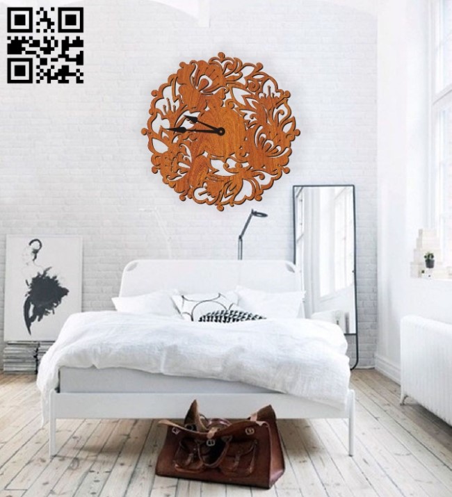 Flower wall clock E0010594 file cdr and dxf free vector download for Laser cut