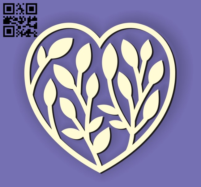 Heart and leaf E0010675 file cdr and dxf free vector download for Laser cut