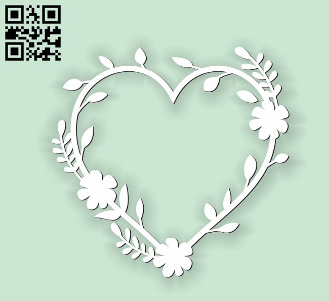 Heart with flowers E0010676 file cdr and dxf free vector download for Laser cut