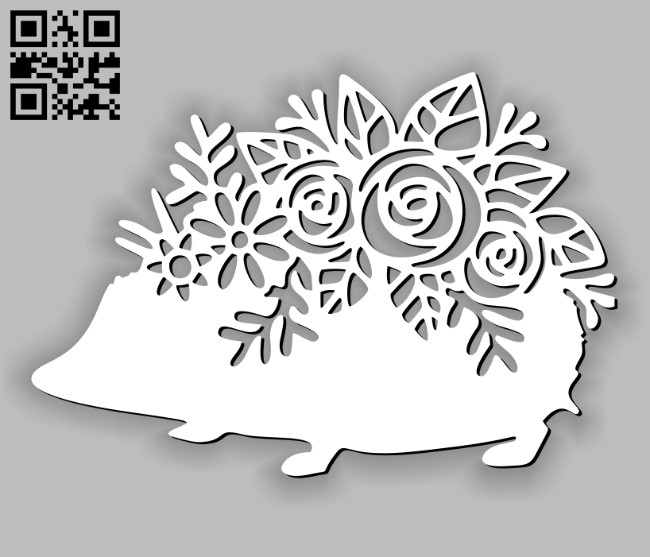 Hedgehog with flowers E0010757 file cdr and dxf free vector download for Laser cut