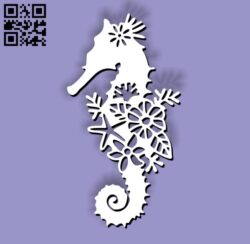 Seahorse with flowers E0010759 file cdr and dxf free vector download for Laser cut