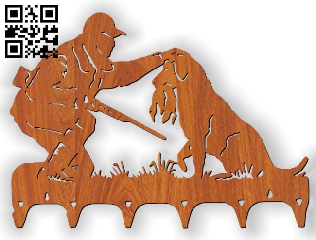 Key chain hunter with a dog E0010766 file cdr and dxf free vector download for Laser cut Plasma