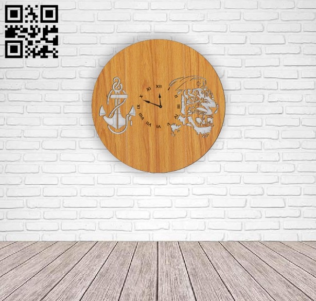 Marines wall clock E0010608 file cdr and dxf free vector download for Laser cut