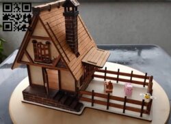 Medieval house E0010752 file cdr and dxf free vector download for Laser cut
