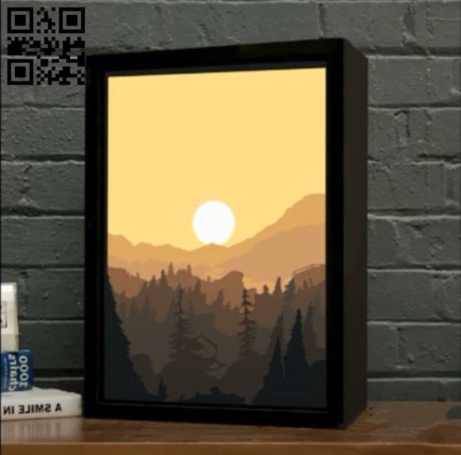 Morning Landscape light box E0010919 file cdr and dxf free vector download for Laser cut