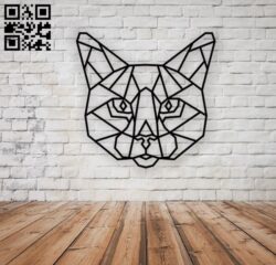 Panel cat head polygonal E0010868 file cdr and dxf free vector download for Laser cut