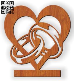 Rings and the heart statue E0010563 file cdr and dxf free vector download for Laser cut