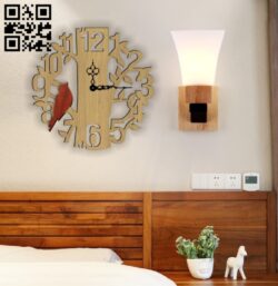 Tree and bird wall clock and  E0010597 file cdr and dxf free vector download for Laser cut