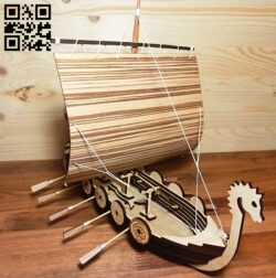 Viking boat E0010847 file cdr and dxf free vector download for Laser cut