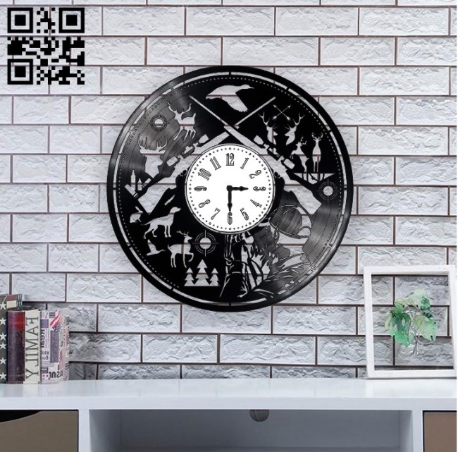 Wall clock hunting E0010895 file cdr and dxf free vector download for Laser cut