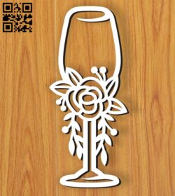 Wedding wine glass E0010601  file cdr and dxf free vector download for Laser cut