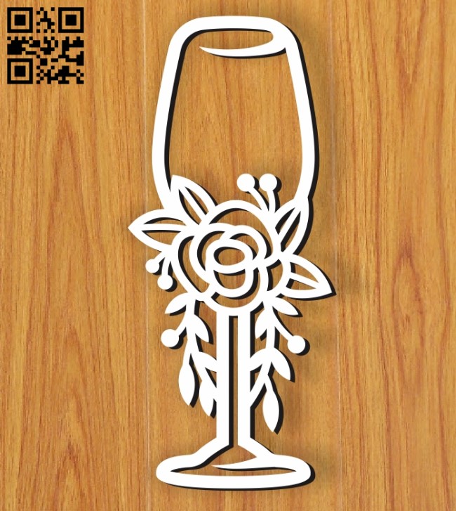 Wedding wine glass E0010601 file cdr and dxf free vector download for Laser cut