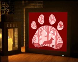 Wolf forest  light box E0010897 file cdr and dxf free vector download for Laser cut