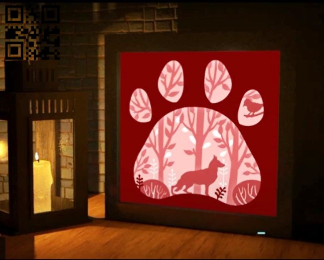 Wolf forest light box E0010897 file cdr and dxf free vector download for Laser cut