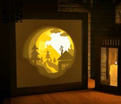 Wonderful sunset light box E0010918 file cdr and dxf free vector download for Laser cut