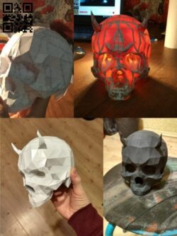 3D paper skull lamp E0010949 file cdr and dxf free vector download for Laser cut