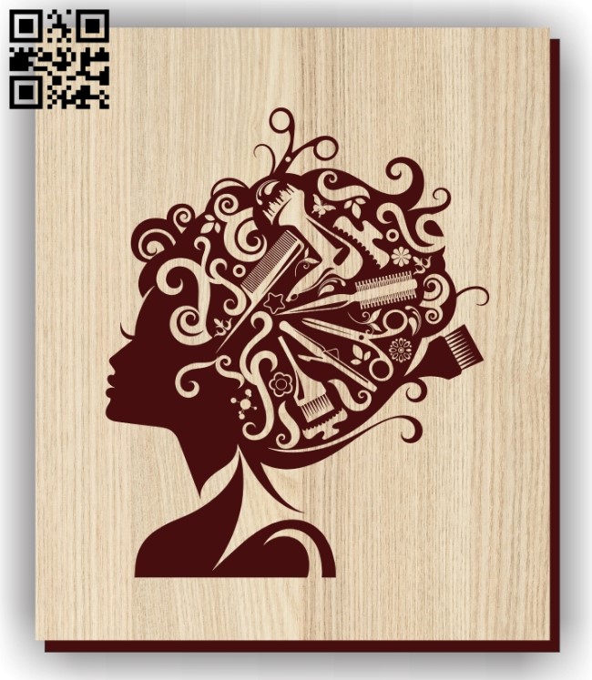 Barbershop girl E0011283 file cdr and dxf free vector download for laser engraving machines