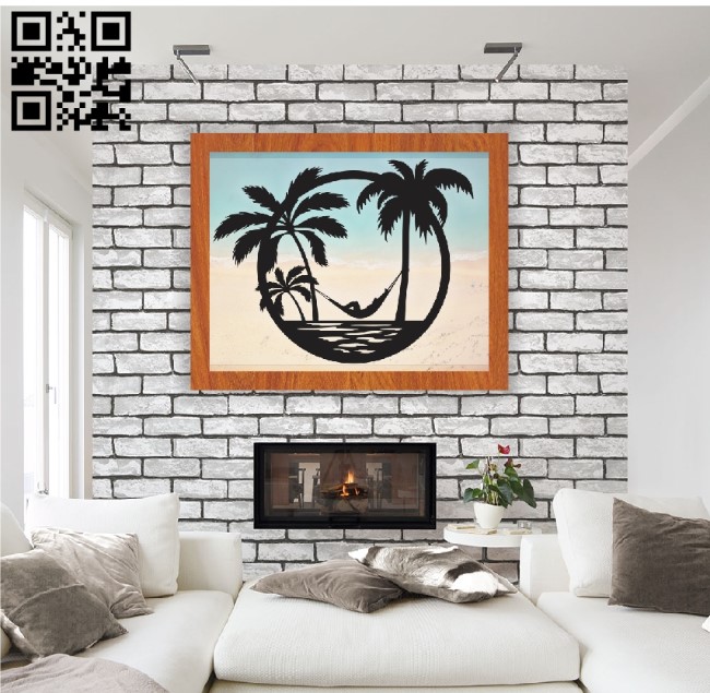 Beach palm tree E0011159 file cdr and dxf free vector download for Laser cut Plasma