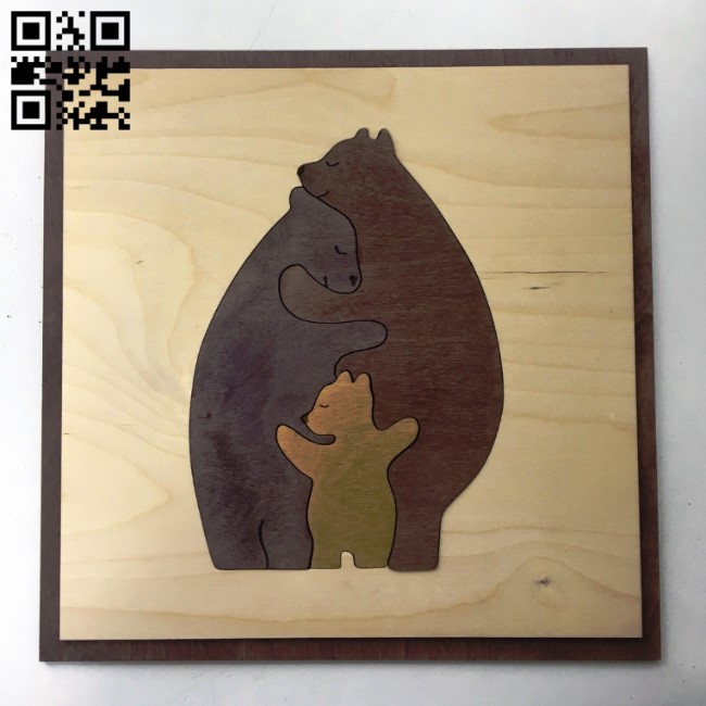 Bear family E0011218 file cdr and dxf free vector download for Laser cut