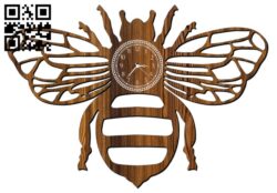 Bee clock E0011084 file cdr and dxf free vector download for laser cut