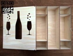 Box for champagne and glasses E0010922 file cdr and dxf free vector download for Laser cut