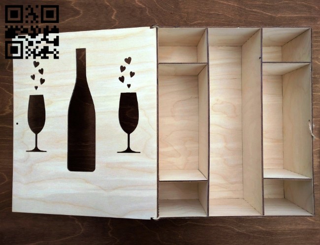 Box for champagne and glasses E0010922 file cdr and dxf free vector download for Laser cut CNC