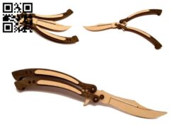 Butterfly knife E0011008 file cdr and dxf free vector download for Laser cut
