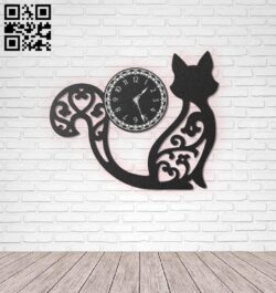 Cat wall clock E0011085 file cdr and dxf free vector download for laser cut